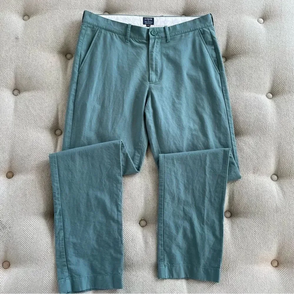 J Crew The Sutton Green Straight Fit Green Cotton Chinos 31 x 31